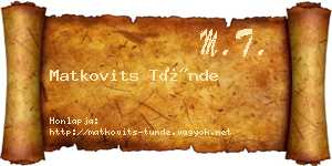 Matkovits Tünde névjegykártya
