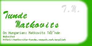 tunde matkovits business card